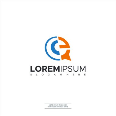 E harfi sohbet logosu simgeleri şablon element tasarımı