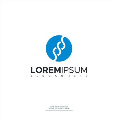 Mavi Renkli Sss Harf Logosu Tasarımı. Yaratıcı Modern Harfler Vektör Simgesi İllüstrasyonu.