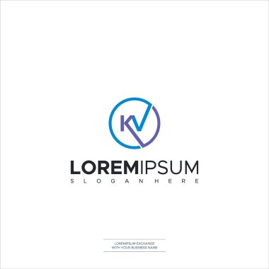 İş ve şirket kimliği için Kv Logo Simgesi vektör logosu