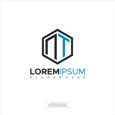 Logo Nt Polygon geometrik harf logo tasarım vektörü. İş için altıgen logo kavramı