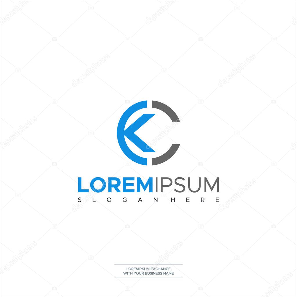 Initial Letter KC Logo template design. Minimalist letter logo vector
