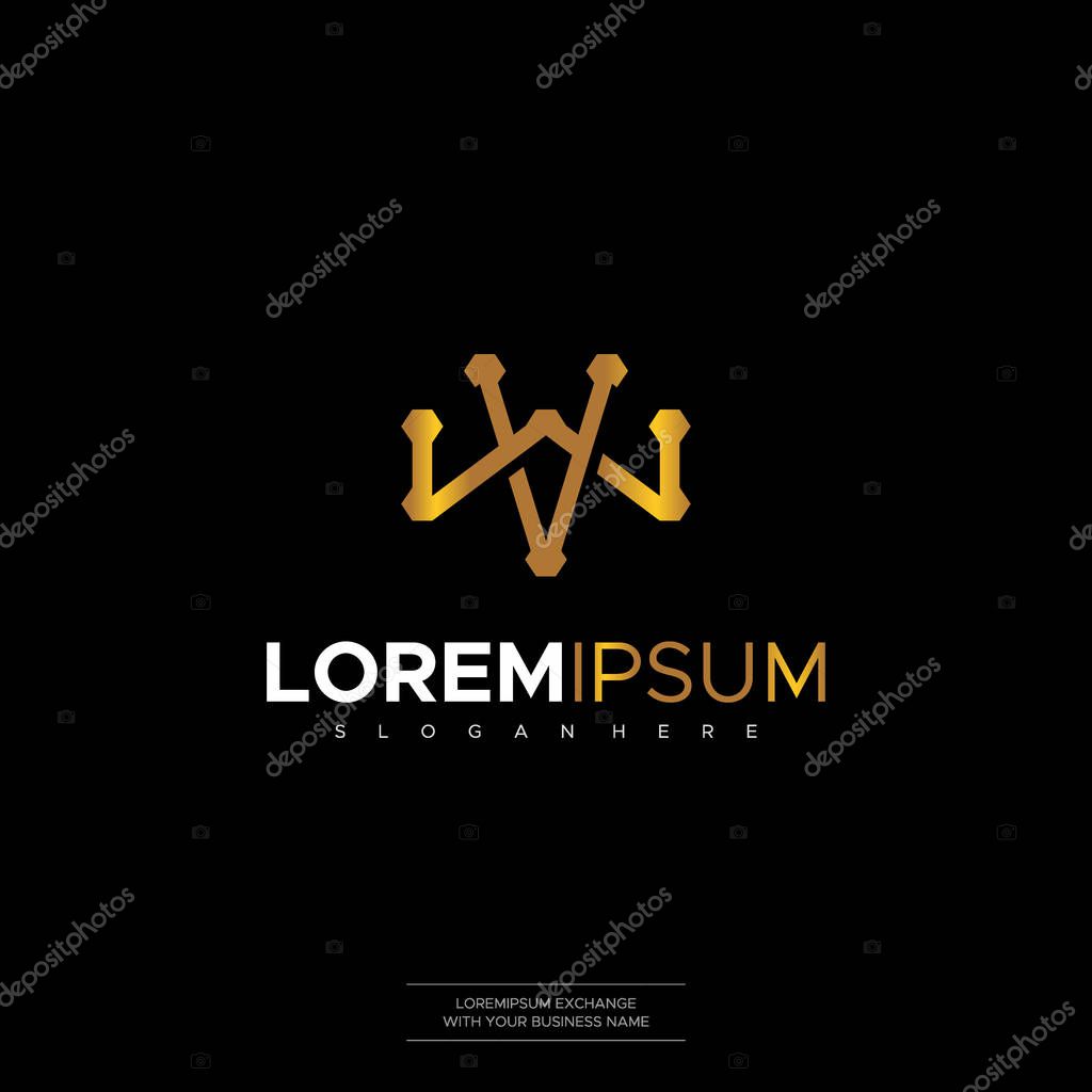 Letter VW WV Logo. Initial Letter Design Template Elements creative design Concept