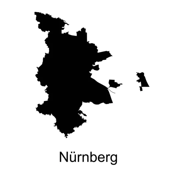 Nürnberg Nürnberg Német Város Vektortérképe Közigazgatási Terület Fekete Színben Fehér — Stock Vector