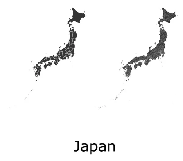 Japan map with regional division — 스톡 벡터