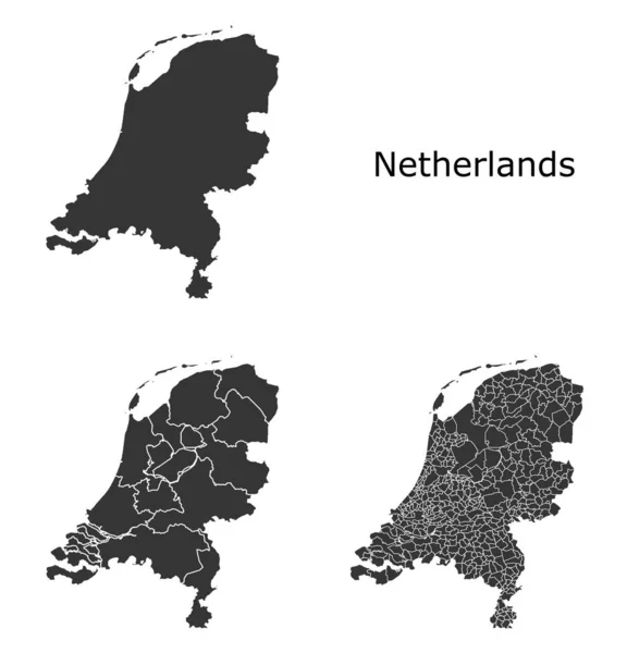 Países Baixos mapa com divisão regional — Vetor de Stock