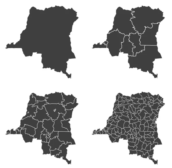 República Democrática del Congo mapa con división regional — Vector de stock