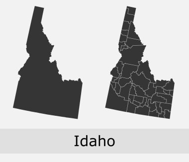 Idaho vektörü ilçeleri, kasabaları, bölgeleri, belediyeleri, departmanları, sınırları haritalandırır
