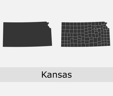 Kansas vektör haritası ilçeler, kasabalar, bölgeler, belediyeler, departmanlar, sınırlar