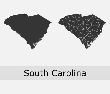 Güney Carolina vektörü ilçeleri, kasabaları, bölgeleri, belediyeleri, departmanları, sınırları haritalandırır