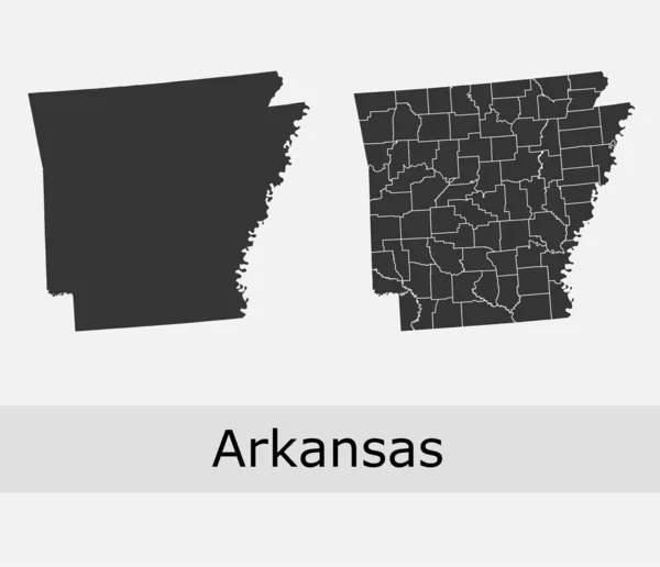 Arkansas Mapas Vectoriales Condados Municipios Regiones Municipios Departamentos Fronteras — Vector de stock