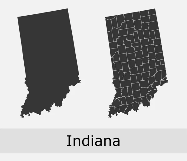 Indiana Vector Mapas Condados Municipios Regiones Municipios Departamentos Fronteras — Archivo Imágenes Vectoriales