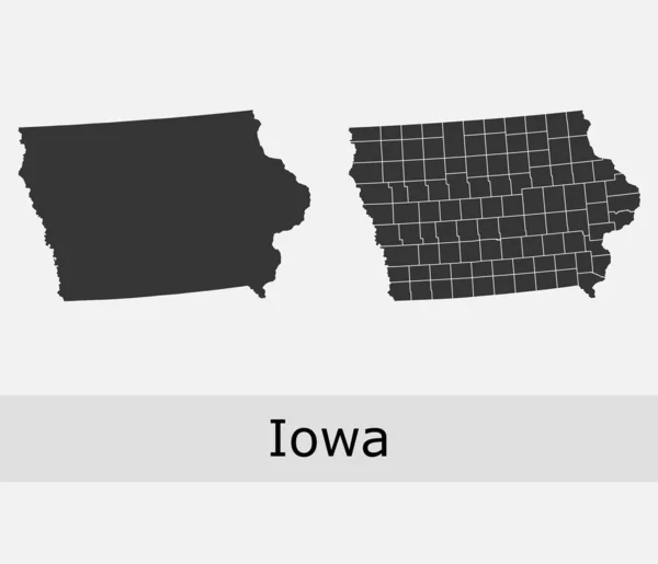 Iowa Mapas Vetoriais Condados Municípios Regiões Municípios Departamentos Fronteiras —  Vetores de Stock