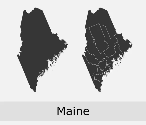 Maine Vector Maps Counties Townships Regions Municipalities Departments Borders — Stock Vector