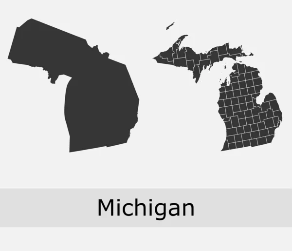 Michigan ilçeleri vektör haritası — Stok Vektör