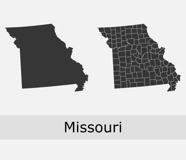 Missouri Wektorowe Mapy Hrabstw Miasteczek Regionów Gmin Departamentów Granic — Wektor stockowy