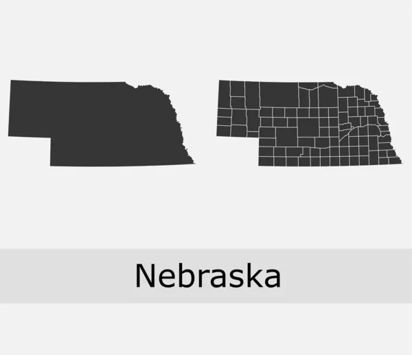 Nebraska Vektorové Mapy Krajů Obcí Regionů Obcí Departementů Hranic — Stockový vektor