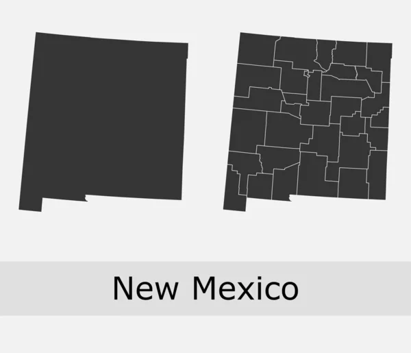Novo México Mapas Vetoriais Condados Municípios Regiões Municípios Departamentos Fronteiras —  Vetores de Stock