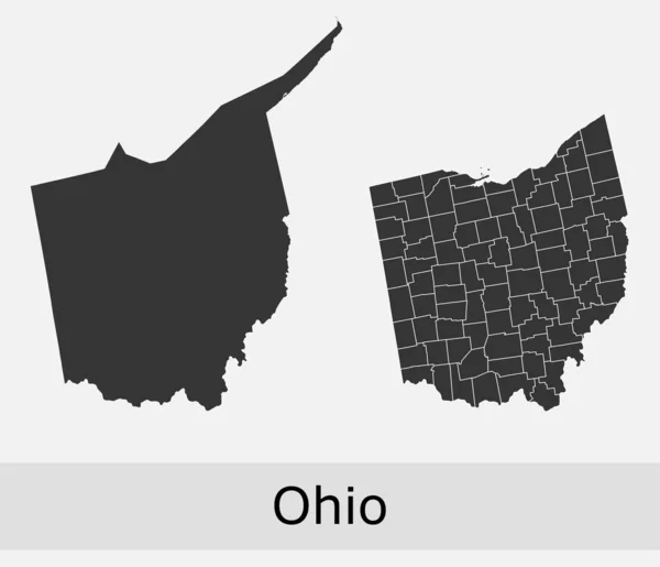 Ohio Vector Mapas Condados Municipios Regiones Municipios Departamentos Fronteras — Vector de stock