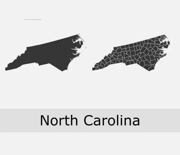 Mappa vettoriale contee Carolina del Nord — Vettoriale Stock
