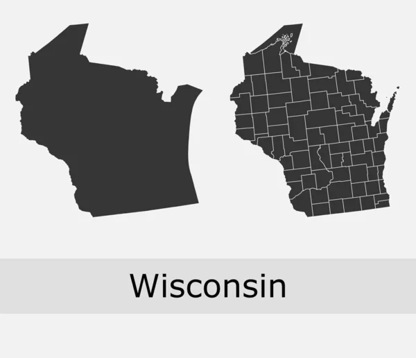 Mappa vettoriale contee del Wisconsin — Vettoriale Stock