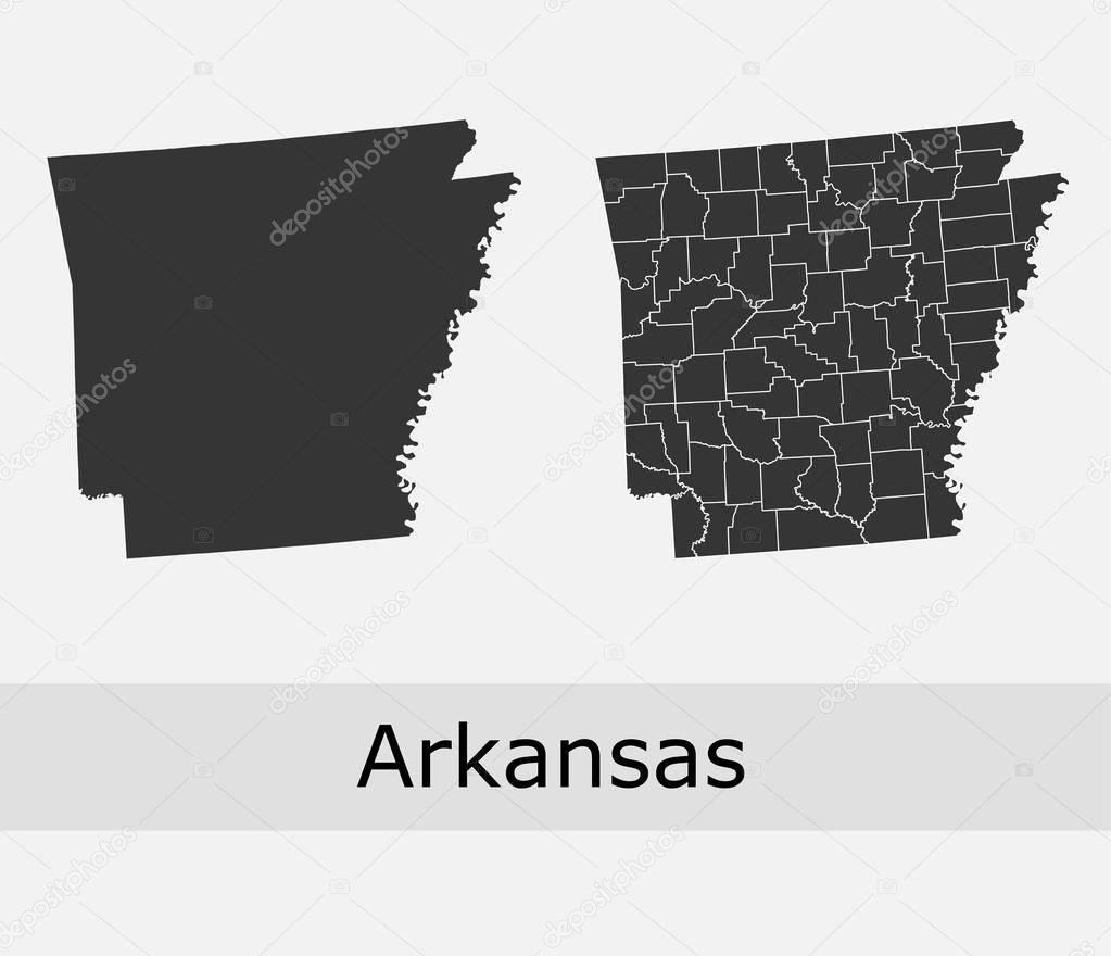 Arkansas vector maps counties, townships, regions, municipalities, departments, borders