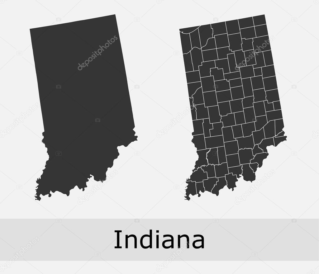 Indiana vector maps counties, townships, regions, municipalities, departments, borders