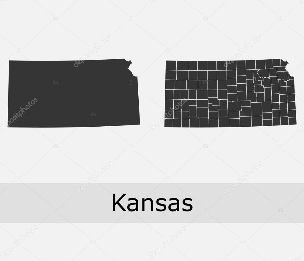Kansas vector maps counties, townships, regions, municipalities, departments, borders