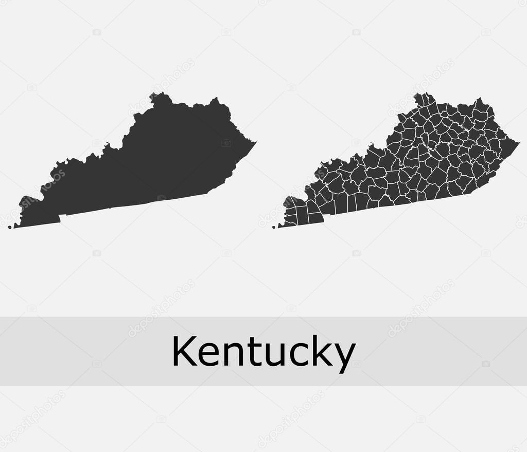 Kentucky vector maps counties, townships, regions, municipalities, departments, borders