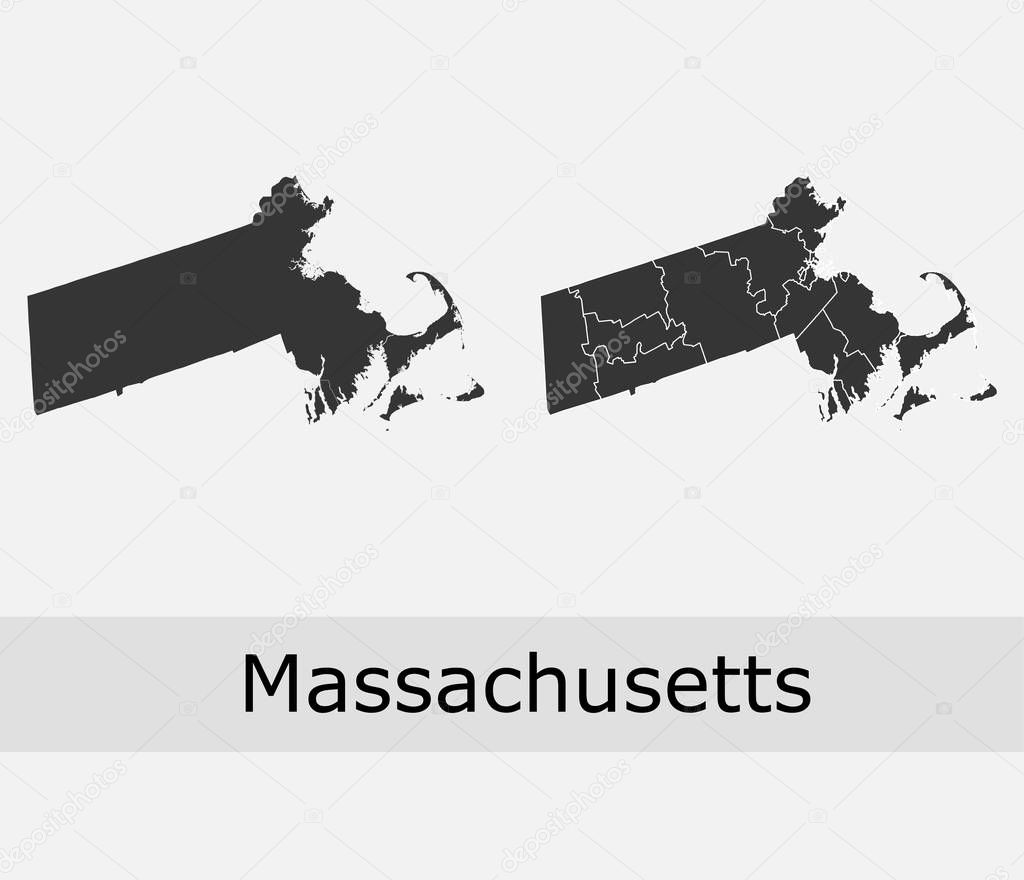 Massachusetts counties vector map
