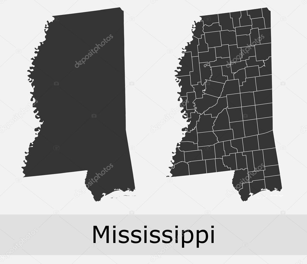 Mississippi counties vector map