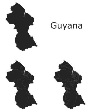 Guyana vektör haritaları idari bölgeler, belediyeler, departmanlar, sınırlar