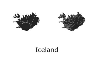 İdari bölgeler, belediyeler, departmanlar ve sınırlarla İzlanda vektör haritaları