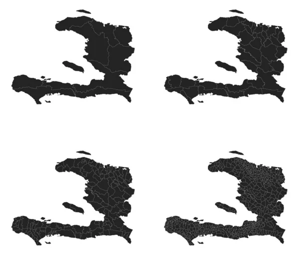 Haití Mapas Vectoriales Con Regiones Administrativas Municipios Departamentos Fronteras — Vector de stock
