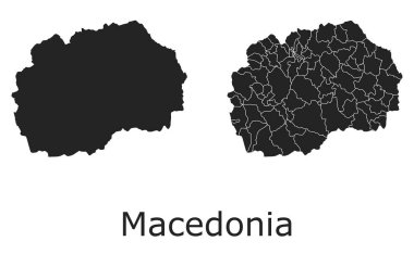 Makedonya idari bölgeler, belediyeler, departmanlar ve sınırlarla ilgili vektör haritaları