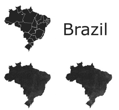 Brezilya idari bölgeler, belediyeler, departmanlar, sınırlar içeren vektör haritaları