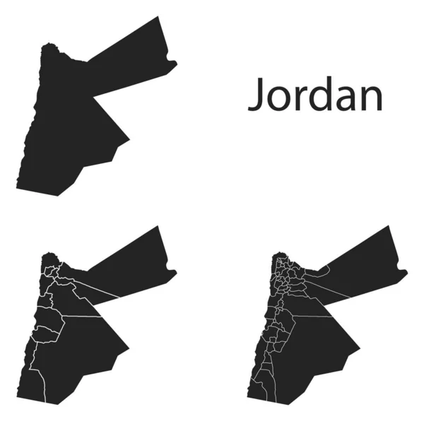 Jordanië Vectorkaarten Met Administratieve Regio Gemeenten Departementen Grenzen — Stockvector