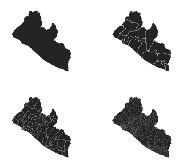 Liberia Vektorkarten Mit Verwaltungsregionen Gemeinden Departements Grenzen — Stockvektor