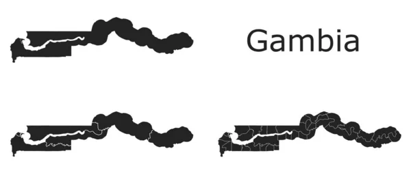 Gambie Cartes Vectorielles Avec Les Régions Administratives Les Municipalités Les — Image vectorielle