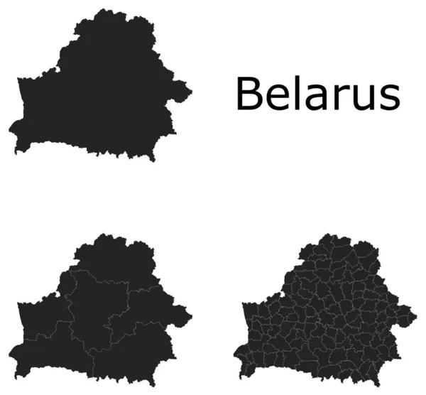 Fehéroroszország Vektortérképe Közigazgatási Régiókkal Önkormányzatokkal Osztályokkal Határokkal — Stock Vector