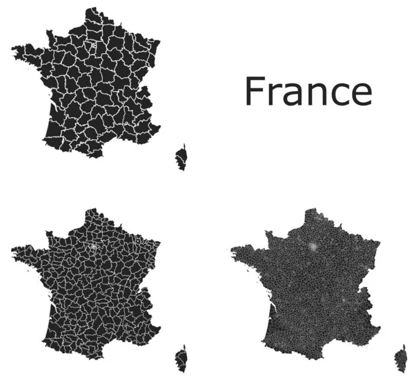 Francia Mapas Vectoriales Con Regiones Administrativas Municipios Departamentos Fronteras — Archivo Imágenes Vectoriales
