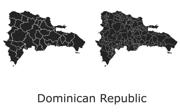 Mapa Wektorów Republiki Dominikańskiej Regionami Administracyjnymi Gminami Departamentami Granicami — Wektor stockowy