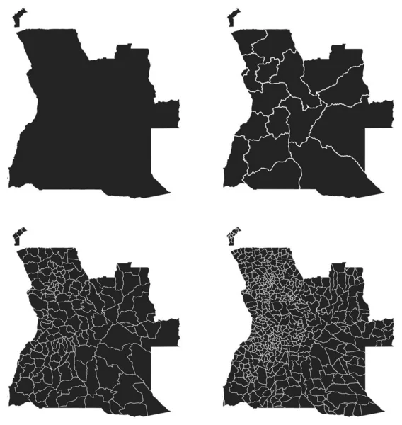 Ανγκόλα Διανυσματικοί Χάρτες Διοικητικές Περιφέρειες Δήμους Διαμερίσματα Σύνορα — Διανυσματικό Αρχείο