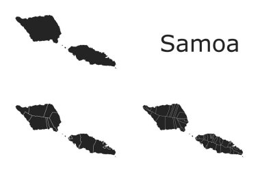 İdari bölgeler, belediyeler, departmanlar ve sınırlarla Samoa vektör haritaları
