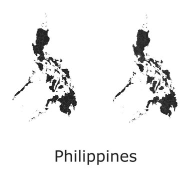 İdari bölgeler, belediyeler, departmanlar, sınırlar içeren Filipinler vektör haritaları