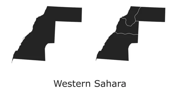 Westelijke Sahara Vectorkaarten Met Administratieve Regio Gemeenten Departementen Grenzen — Stockvector