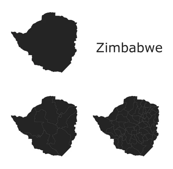 Mapa Wektorów Zimbabwe Regionami Administracyjnymi Gminami Departamentami Granicami — Wektor stockowy
