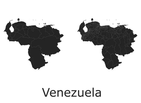Векторні Карти Венесуели Адміністративними Регіонами Муніципалітетами Департаментами Кордонами — стоковий вектор