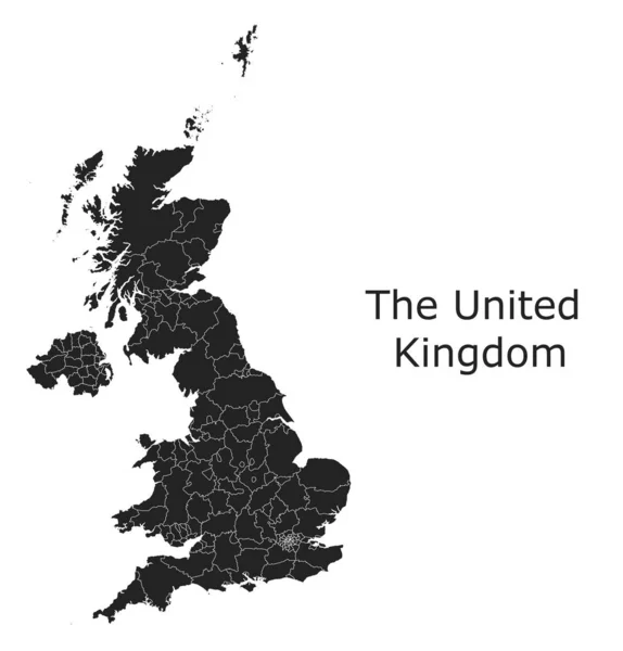 Reino Unido Mapas Vectoriales Con Regiones Administrativas Municipios Departamentos Fronteras — Vector de stock