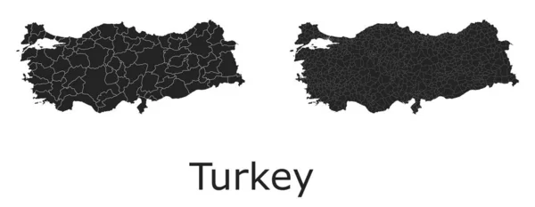 Turquie Cartes Vectorielles Avec Régions Administratives Municipalités Départements Frontières — Image vectorielle