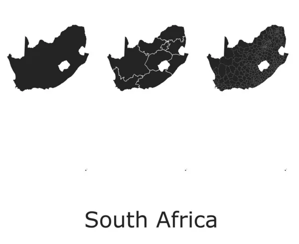 África Sul Mapas Vetoriais Com Regiões Administrativas Municípios Departamentos Fronteiras — Vetor de Stock
